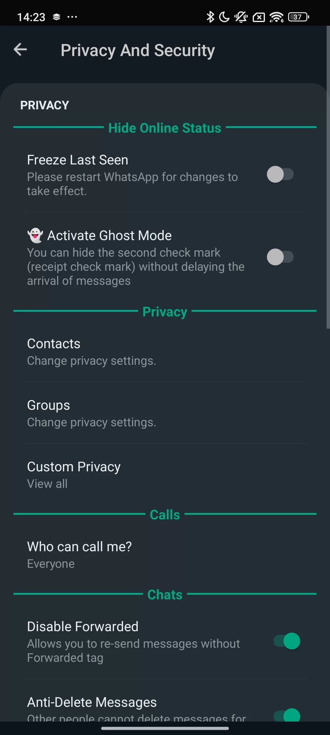 GB WhatsApp advanced privacy features